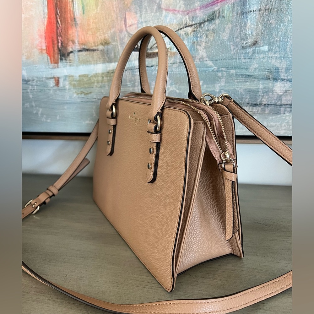NEW Kate Spade Lise Mulberry Street Leather Crossbody Bag in Light Fawn (Beige) - Picture 2 of 7